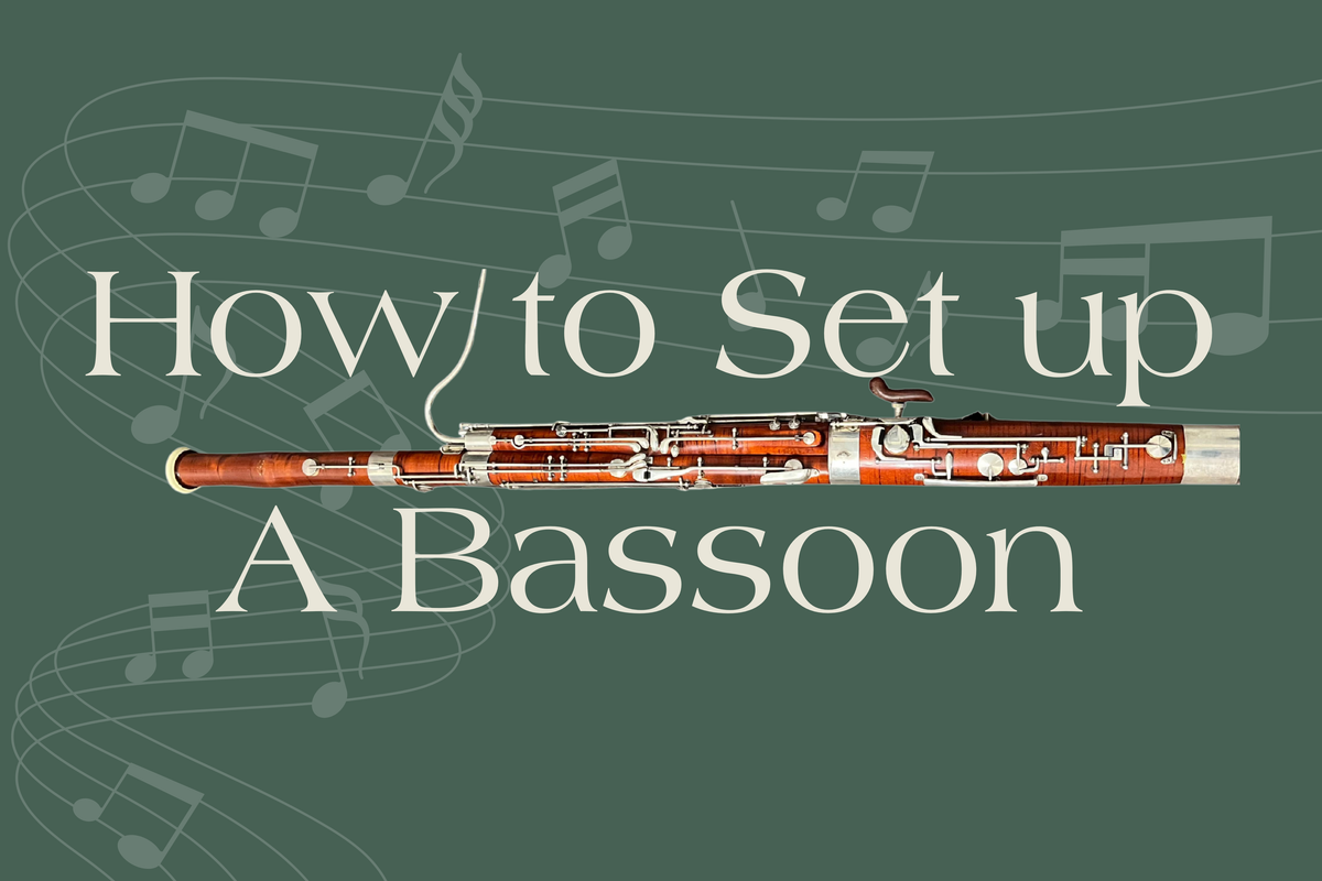 how to set up your bassoon in text, with a picture of a bassoon in the image