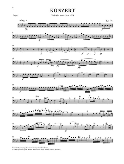 Mozart Bassoon Concerto in B-flat Major, K. 191 (Henle Edition)