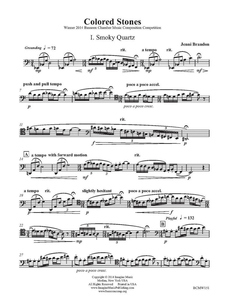 Brandon: Colored Stones for Unaccompanied Bassoon Trevco