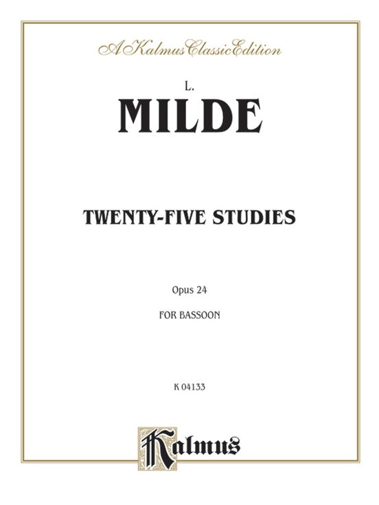 Milde 25 Studies for Bassoon, Opus 24, Kalmus Edition Alfred