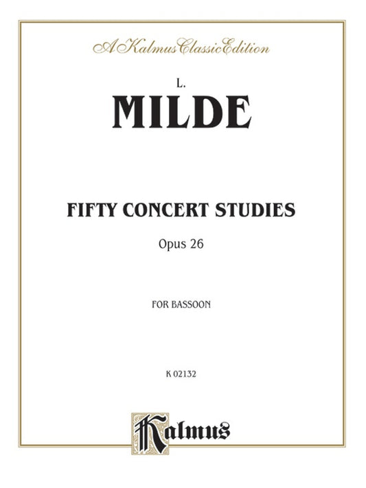 Milde 50 Concert Studies for Bassoon, Opus 26, Kalmus Edition Alfred