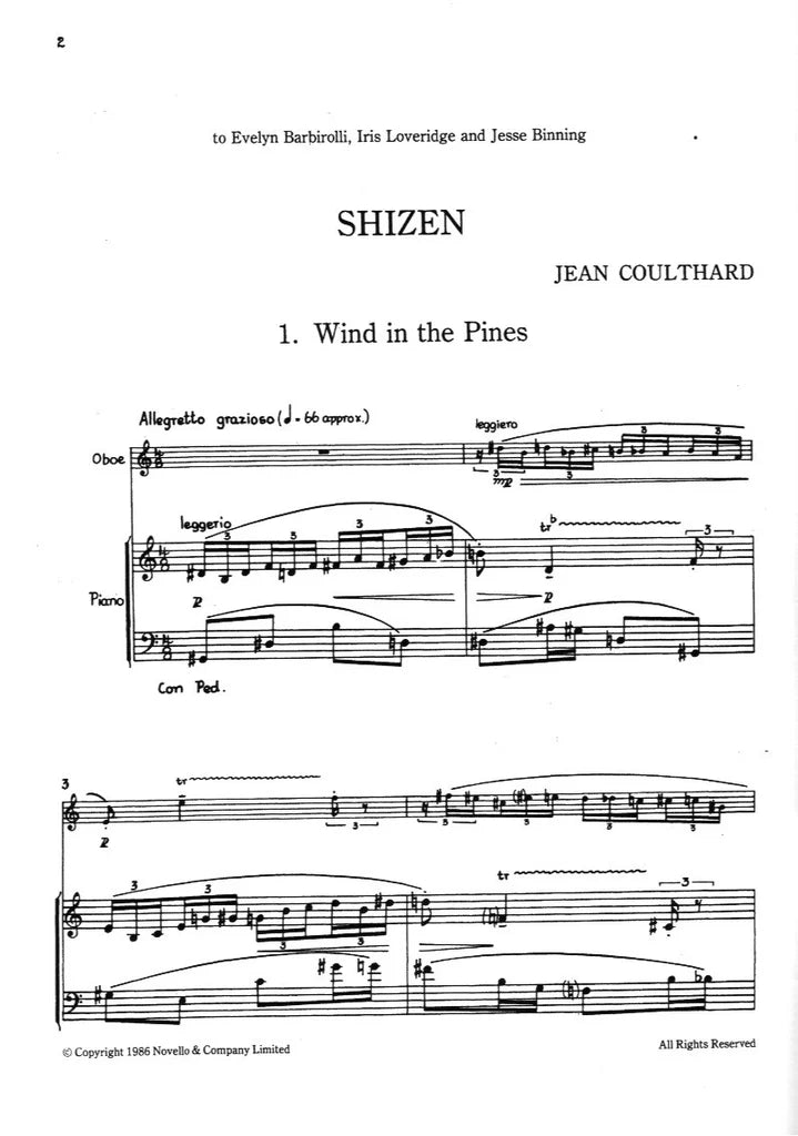 Coulthard: Shizen: Three Nature Sketches from Japan for Oboe and Piano Trevco